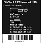 Wera Bit-Check Torx 7 TX Universal 1 SB, 7 pièces