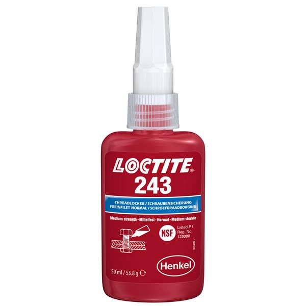 Loctite #243 Threadlocker -Blue Medium Strength 36 ml 5 minutes Fixture ...