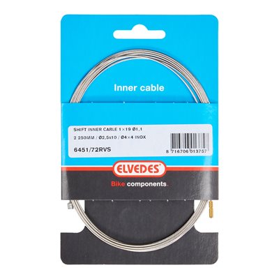 Cable de vitesse 2 250mm 1×19 acier inoxydable Ø1.1mm embouts Ø2.5×10 et embout en T Ø4×4