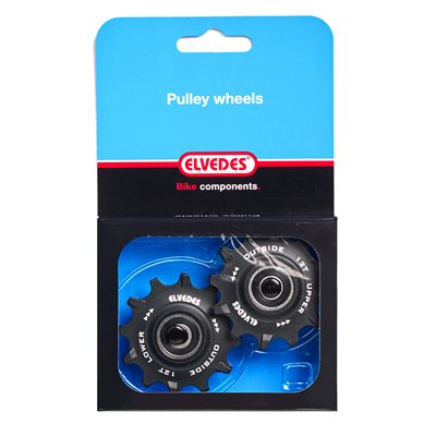 Elvedes - 1 Set Pulley Wheels 2 × 12 Teeth Sealed Bearings Narrow / Wide