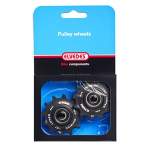 Elvedes - 1 Set Pulley Wheels 2 × 12 Teeth Sealed Bearings Narrow / Wide