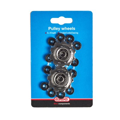 Elvedes - 1 Set Pulley Wheels 2 × 10 Teeth Sealed Bearings incl. Spacers