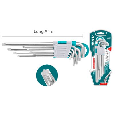 Total Tools Jeu de 9 Clés Torx longues